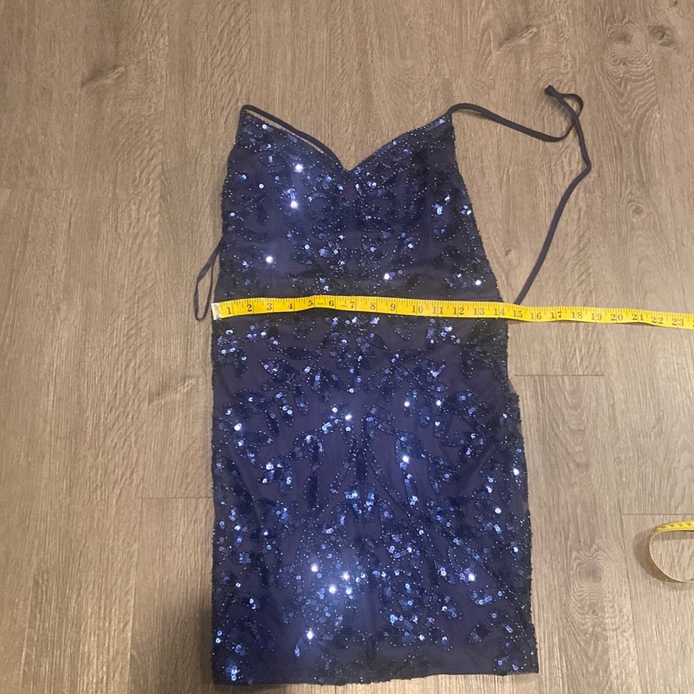blue beaded homecoming dress